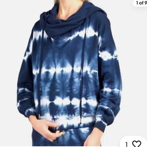 YOUNG, FABULOUS & BROKE Piper Draped‎ Cowl Neck TieDye Hoodie Sweatshirt